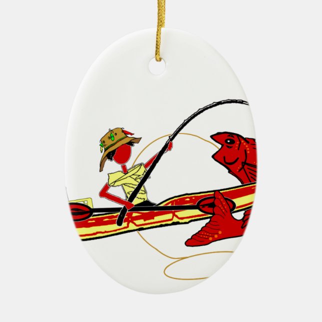 Kayak Fishing Ceramic Ornament (Front)