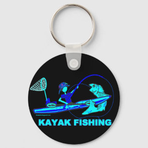 Kayak Fishing in Blues Keychain