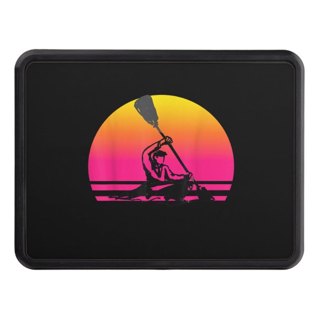 Kayak Fishing in The River Kayaking Fisherman Hitch Cover (Front)