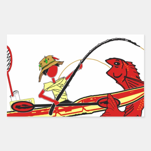 Kayak Fishing Rectangular Sticker (Front)