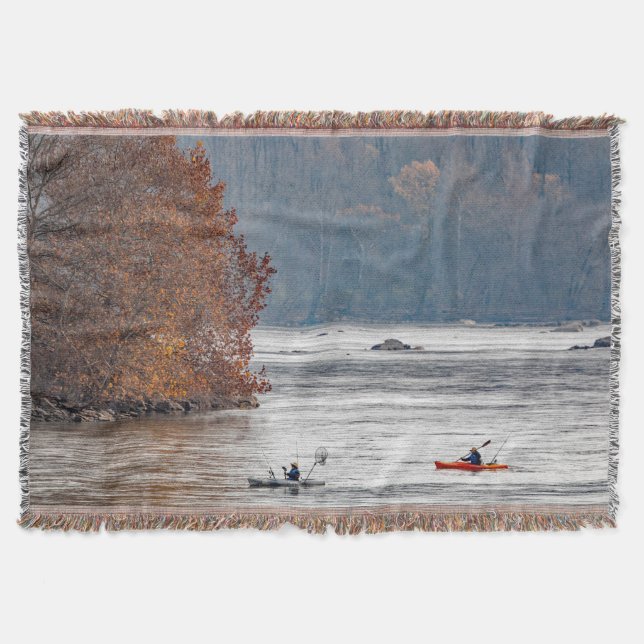 Kayak Fishing Throw Blanket (Front)