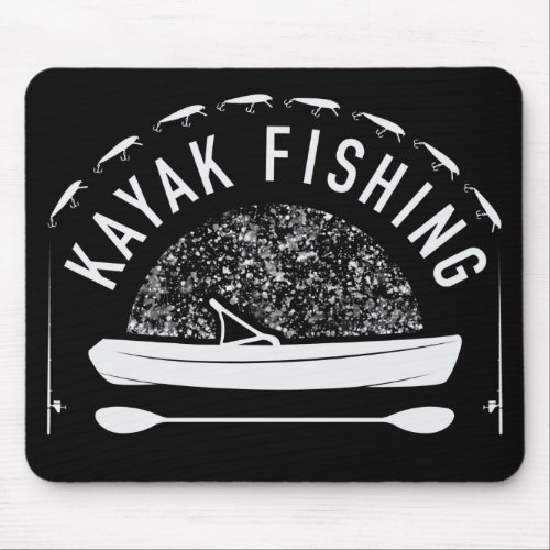 Kayak Fishing Vintage Text Kayak Fishermen  Mouse Pad