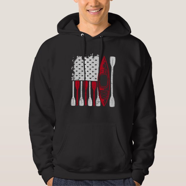 Kayak Flag Kayaker Outdoor Kayaking Kayak Boating  Hoodie (Front)