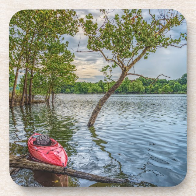 Kayak Floating On Table Rock Lake Beverage Coaster (Front)
