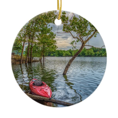 Kayak Floating On Table Rock Lake Ceramic Ornament