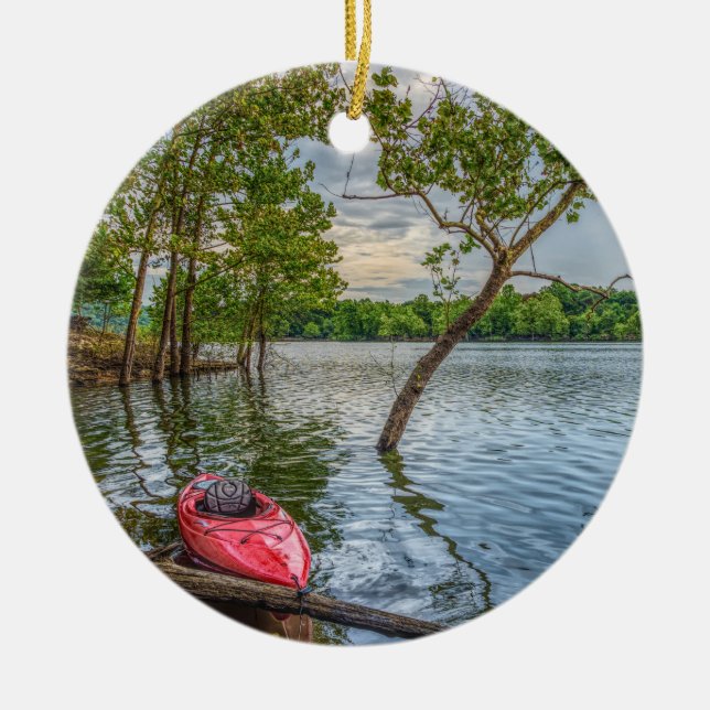 Kayak Floating On Table Rock Lake Ceramic Ornament (Front)