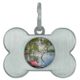 Kayak Floating On Table Rock Lake Pet Id Tag