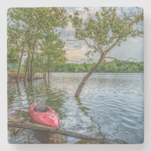 Kayak Floating On Table Rock Lake Stone Coaster