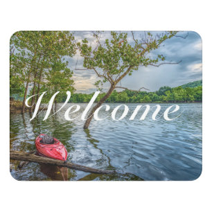 Kayak Floating On Table Rock Lake Welcome Door Sign