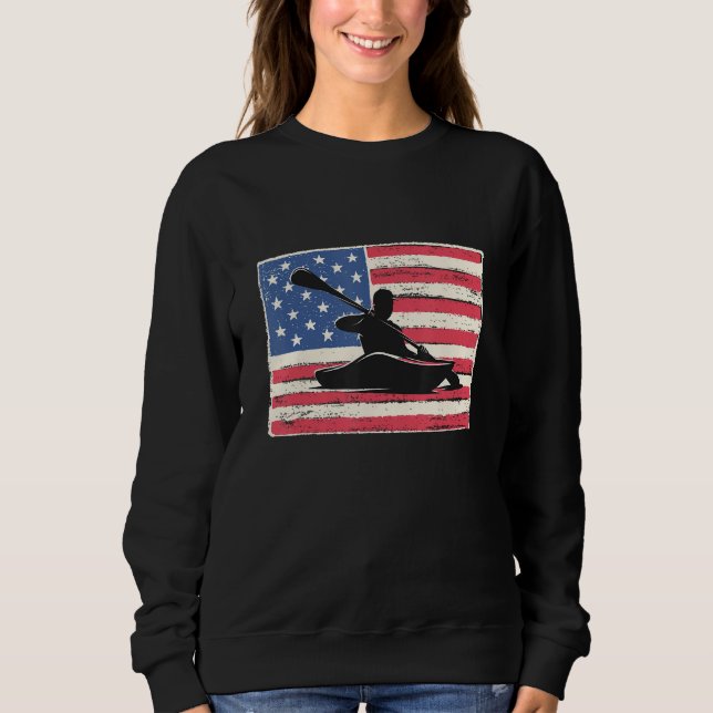 Kayak for men gift kayaking american flag patrioti sweatshirt (Front)