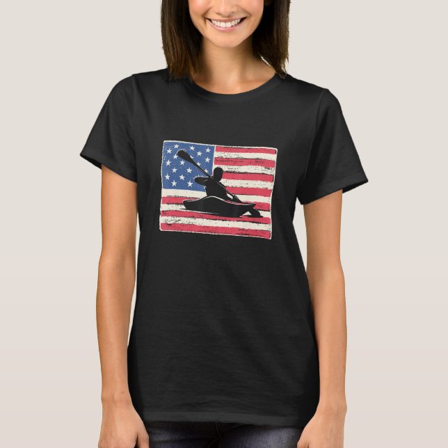 Kayak for men gift kayaking american flag patrioti T-Shirt (Front)