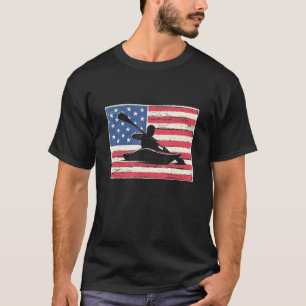 Kayak for men gift kayaking american flag patrioti T-Shirt