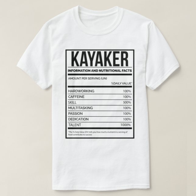 Kayak Funny Kayaking Nutrition Label_818 T-Shirt (Design Front)