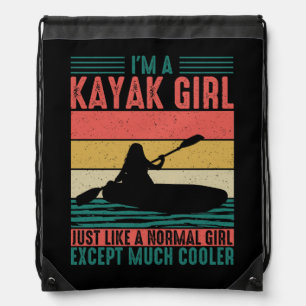 Kayak Girl But Cooler Drawstring Bag