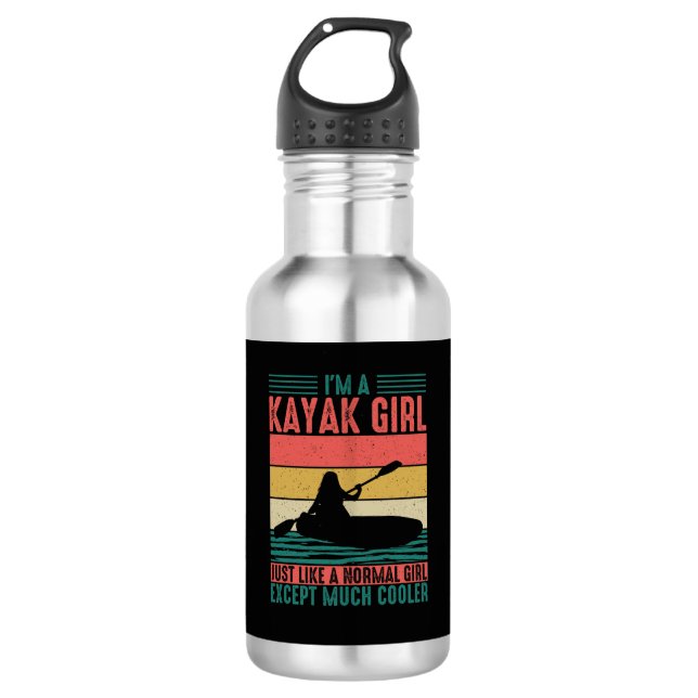 Kayak Girl But Cooler Stainless Steel Water Bottle (Front)