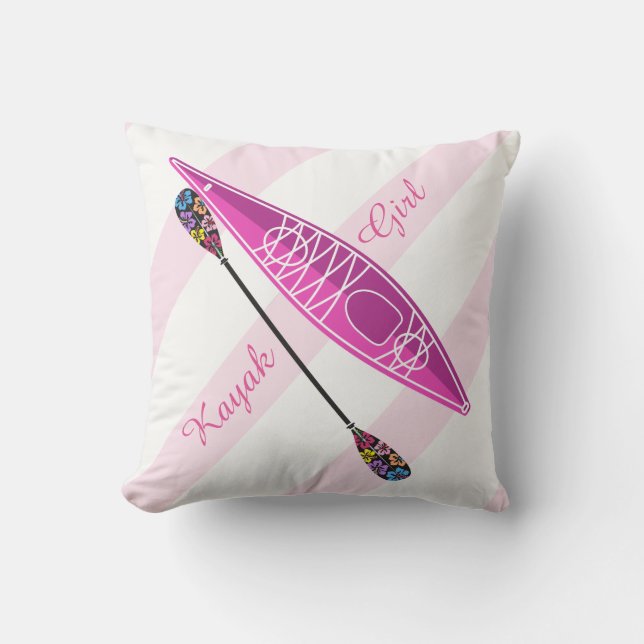 Kayak Girl decor Throw Pillow (Front)