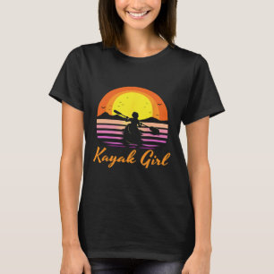 Kayak Girl Funny Kayaking Sunset Kayaker Boating B T-Shirt