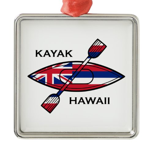 Kayak Hawaii Flag Metal Ornament