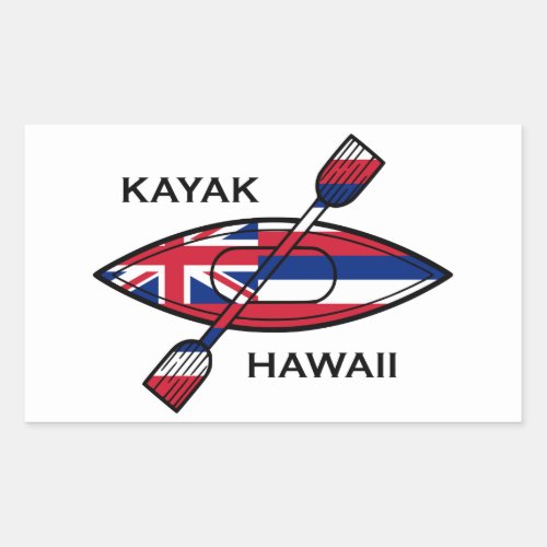 Kayak Hawaii Flag Rectangular Sticker