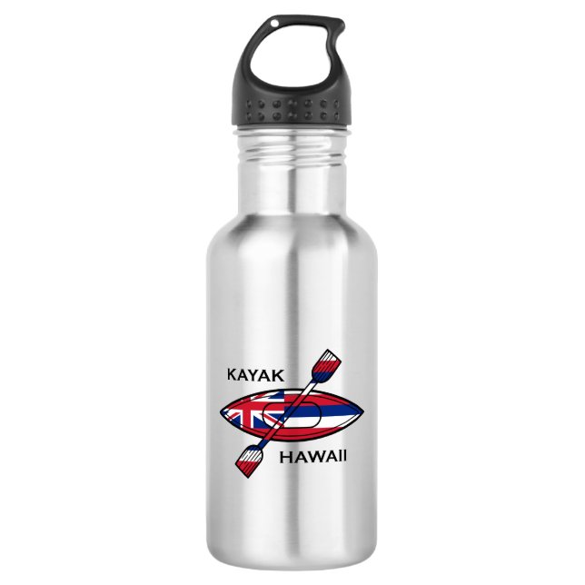 Kayak Hawaii Flag Stainless Steel Water Bottle (Front)