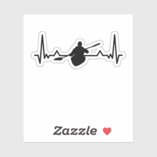 Kayak Heartbeat Line Funny Kayaking Gifts Sticker