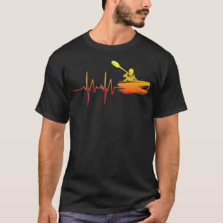 Kayak Heartbeat Paddle Boating Lover Gift Idea T-Shirt