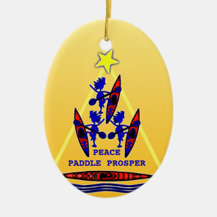 Kayak Holiday Paddle ~ Peace Paddle Prosper Cerami Ceramic Ornament