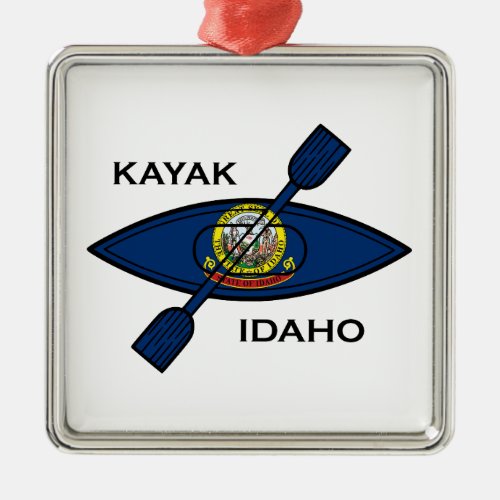 Kayak Idaho Flag Metal Ornament