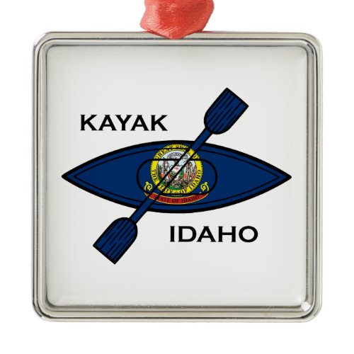Kayak Idaho Flag Metal Ornament