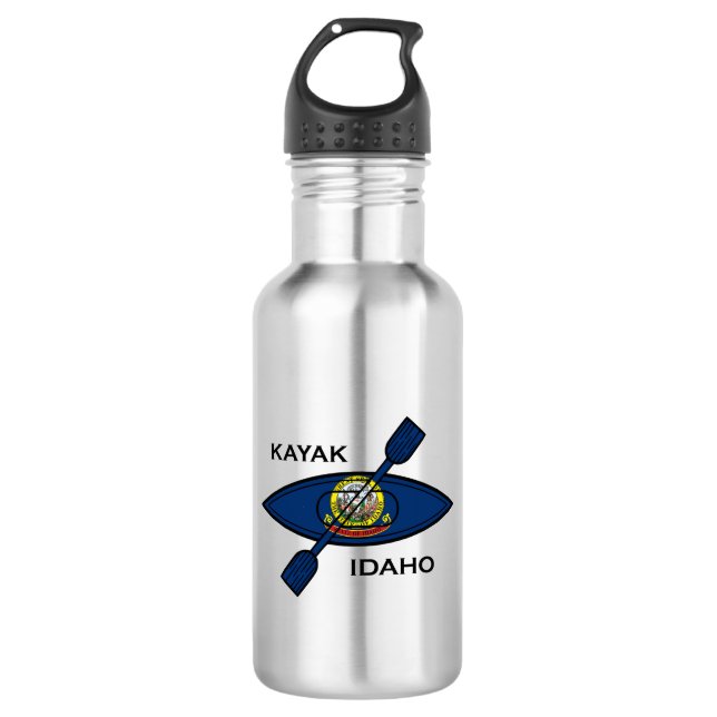 Kayak Idaho Flag Stainless Steel Water Bottle (Front)