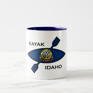 Kayak Idaho Flag Two-Tone Coffee Mug