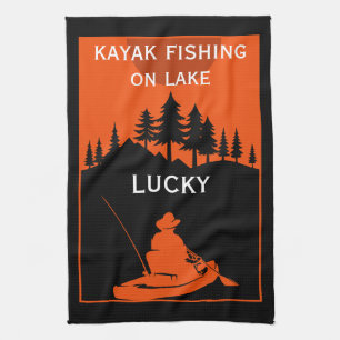 Kayak Lake And River Fishing Kitchen Towel