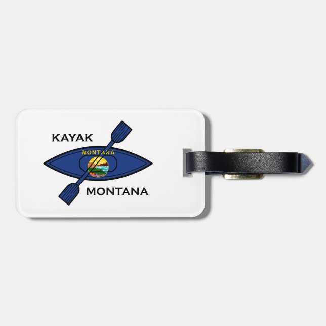 Kayak Montana Flag Luggage Tag (Back Horizontal)