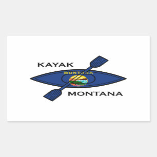 Kayak Montana Flag Rectangular Sticker