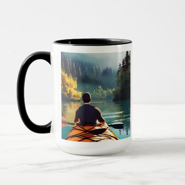 Kayak more, Worry less | Kayaking Quote and Art Mug (Left)