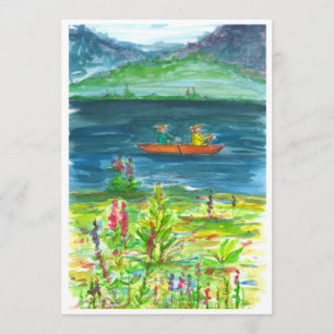 Kayak Mountain Lake Retirement Party Invitation