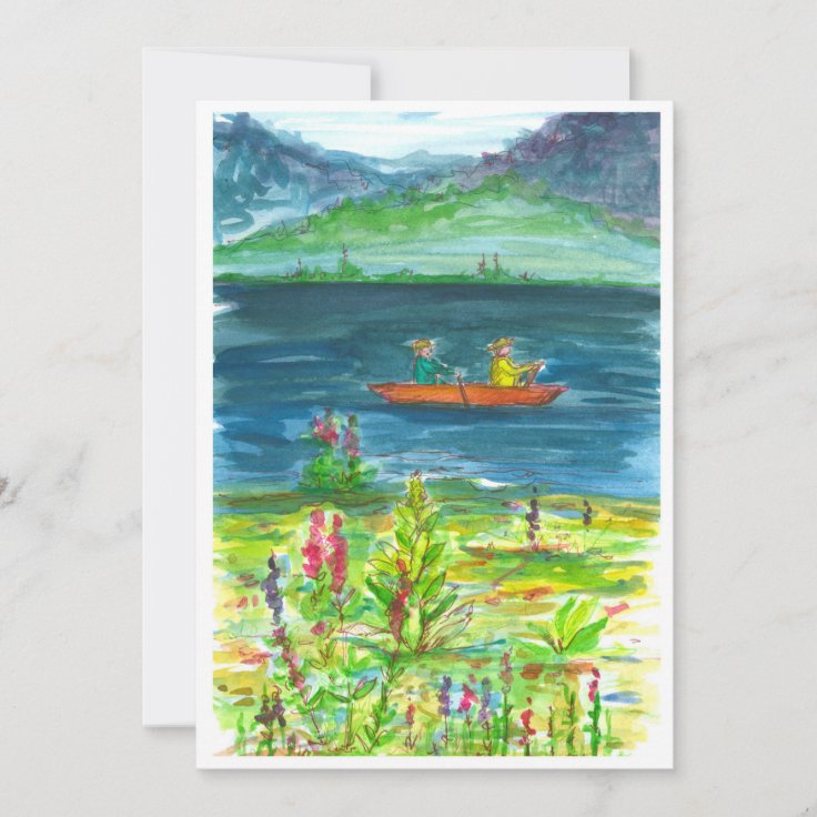 Kayak Mountain Lake Retirement Party Invitation | Zazzle