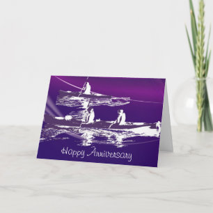 Kayak Multi-purpose Greeting Card in Purple Tones