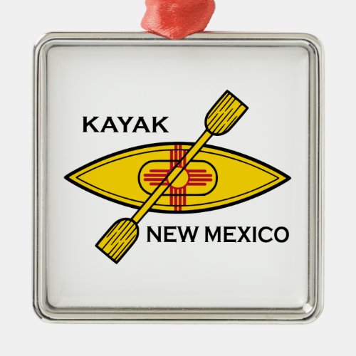 Kayak New Mexico Flag Metal Ornament