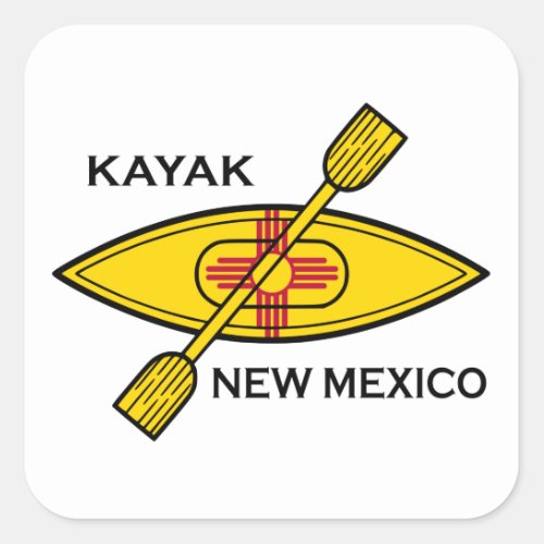 Kayak New Mexico Flag Square Sticker