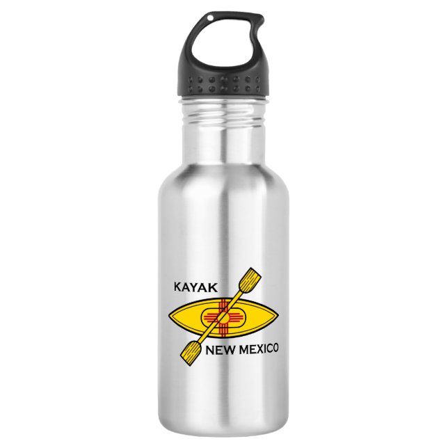 Kayak New Mexico Flag Stainless Steel Water Bottle (Front)