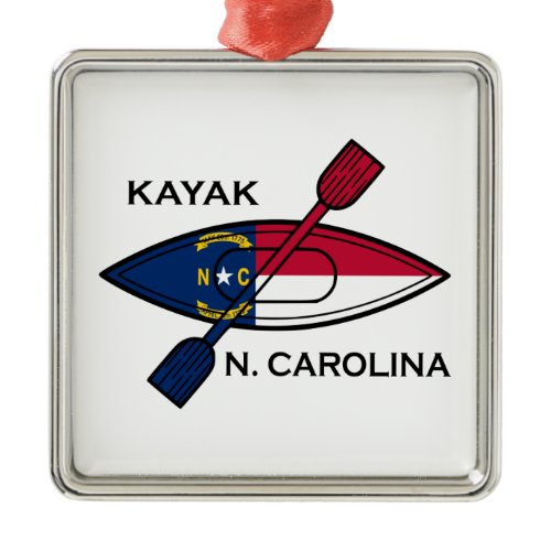 Kayak North Carolina Flag Metal Ornament