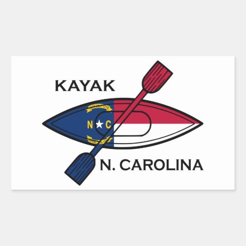 Kayak North Carolina Flag Rectangular Sticker