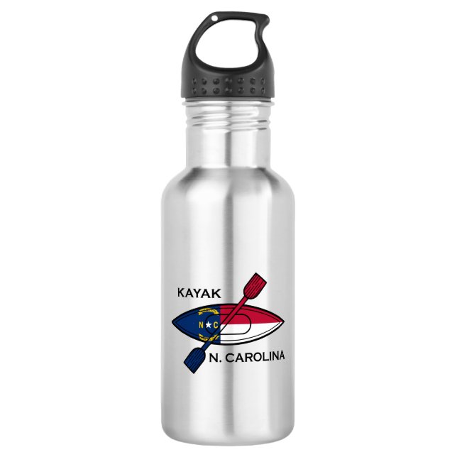 Kayak North Carolina Flag Stainless Steel Water Bottle (Front)