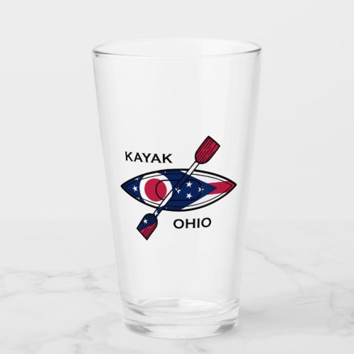 Kayak Ohio Flag Glass