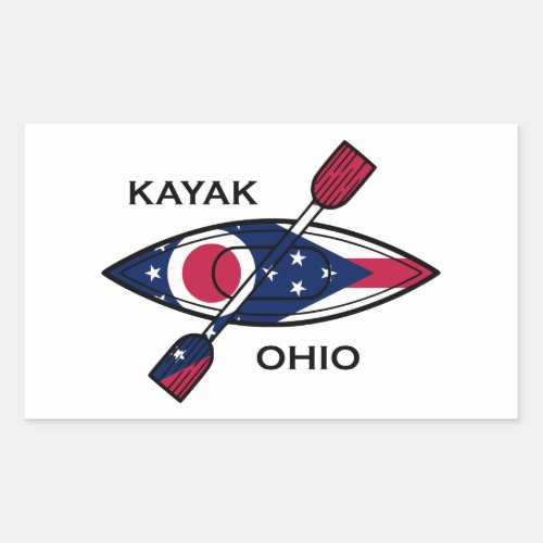 Kayak Ohio Flag Rectangular Sticker