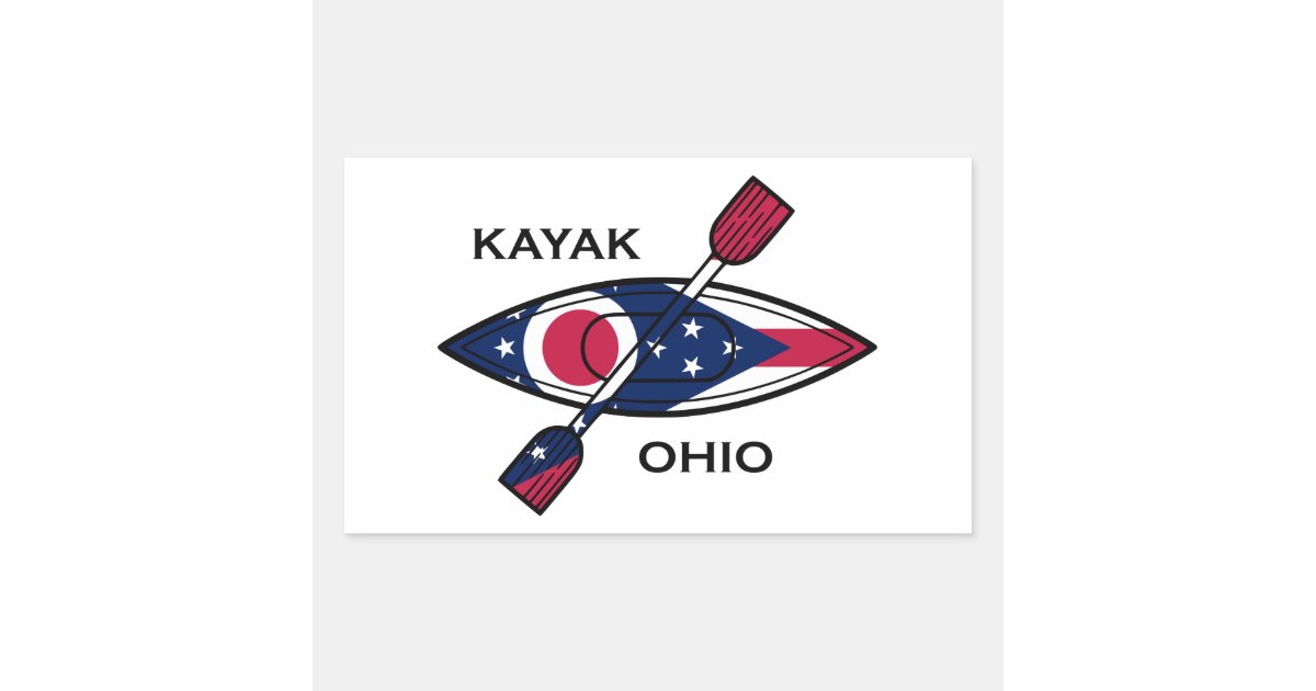 Kayak Ohio Flag Rectangular Sticker | Zazzle