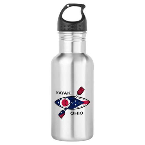 Kayak Ohio Flag Stainless Steel Water Bottle