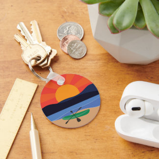 Kayak on the Lake at Sunset Keychain
