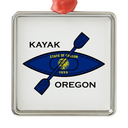 Kayak Oregon Flag Metal Ornament